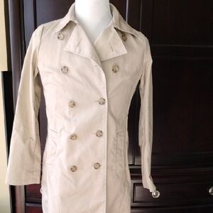 Old Navy Beige Double-Breasted Trench Coat